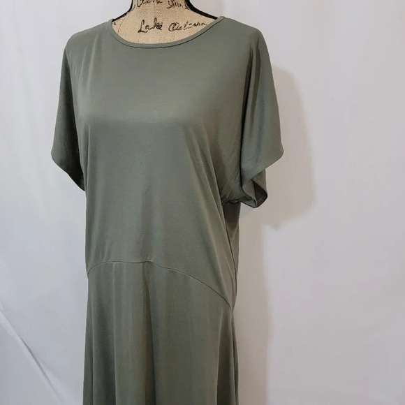 ZARA Womens Regular Oversized Army Green Shirt Dress Shark Bite Hem Size Small - Picture 5 of 16